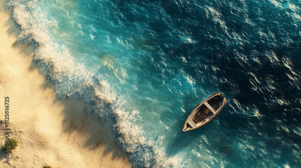 Fototapeta premium Beautiful Tropical Beach Sea Ocean with Boat.