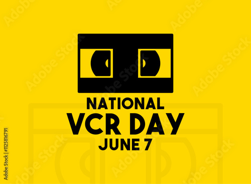 National VCR day. June 7. Videotape icon. Flat design vector. Poster, banner, card, background.