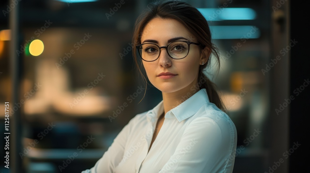 Female engineer with a confident pose in a dynamic industrial background. Female engineer with a confident pose in a dynamic industrial background.