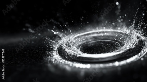 Futuristic circular water splash effect, with sleek and fluid movement, tailored for innovative campaigns. photo