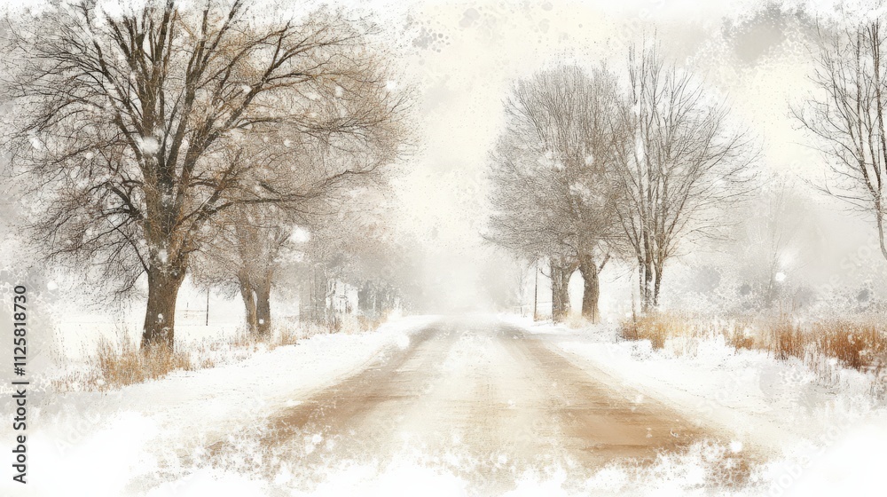 Snowy Landscape with Soft White Tones and Shadows Snowy Landscape with Soft White Tones and Shadows