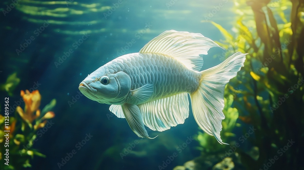 Serene Fish Swimming in a Colorful Underwater Scene Serene Fish Swimming in a Colorful Underwater Scene