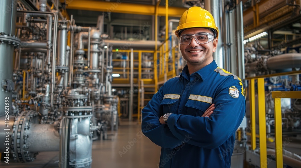 Male engineer in a clean and modern industrial environment. Male engineer in a clean and modern industrial environment.