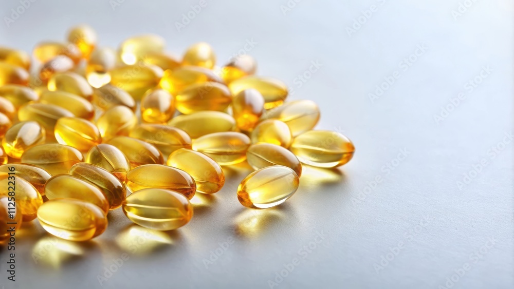 Vitamin D capsules on a light background, health, supplement, nutrition, medicine, white, pills, capsules, sunlight Vitamin D capsules on a light background, health, supplement, nutrition, medicine, white, pills, capsules, sunlight