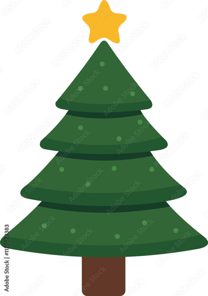 Christmas Tree Flat Vector Illustration Christmas Tree Flat Vector Illustration
