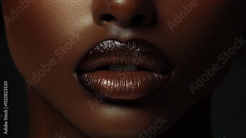 Wallpaper Mural Gorgeous light-skinned Black American woman with pouty lips, expertly lined with dark brown pencil, and peachy brown lipstick creating a beautiful ombré gradient effect. Stunning lip makeup detail. Torontodigital.ca