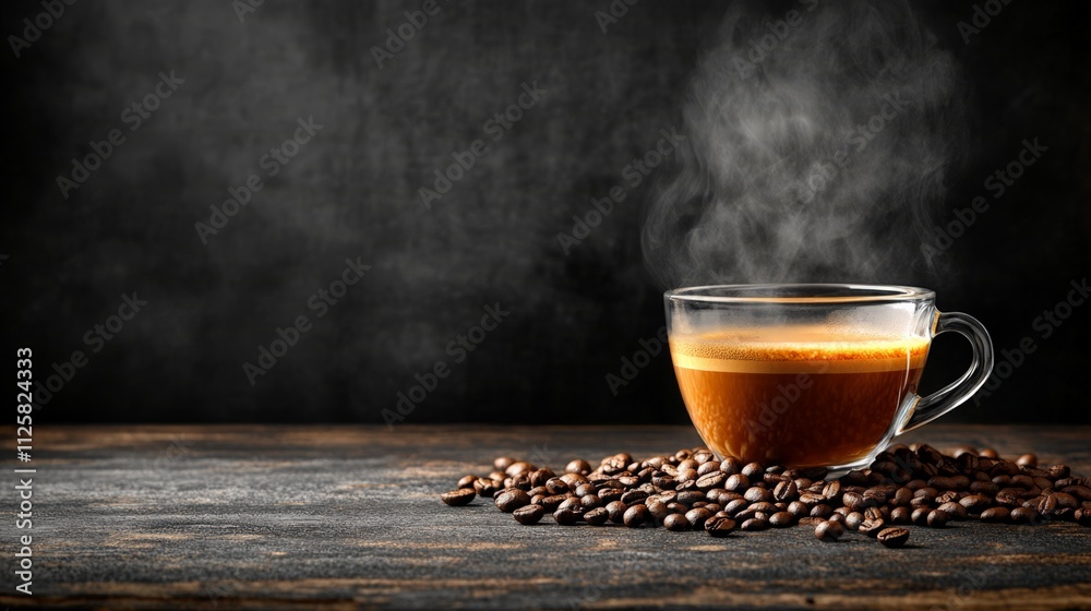 Steaming Cup of Coffee on Rustic Wooden Table Steaming Cup of Coffee on Rustic Wooden Table