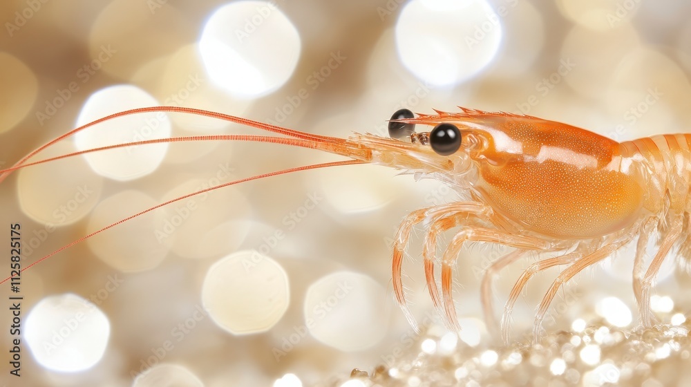 Close up of a Shrimp on a Glittering Background Macro Photography Seafood Aquatic Life Close up of a Shrimp on a Glittering Background Macro Photography Seafood Aquatic Life