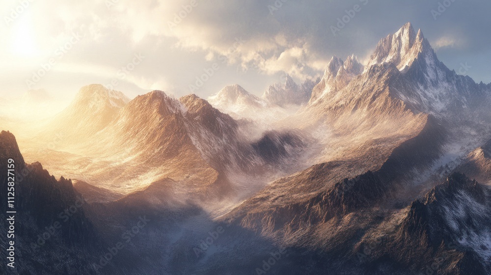 Majestic Mountain Range at Sunrise Majestic Mountain Range at Sunrise