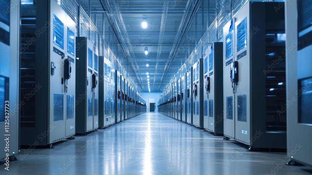 High-Tech Data Center with Server Racks and Modern Infrastructure High-Tech Data Center with Server Racks and Modern Infrastructure