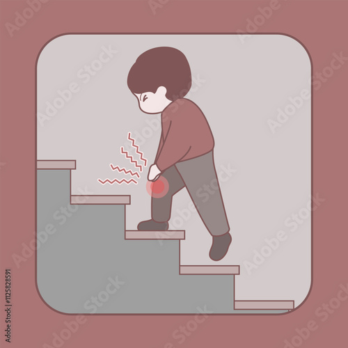 Arthritis, joints, leg pain, knee pain, person climbing stairs illustration