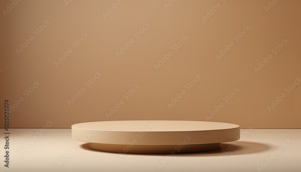 Beige natural podium pedestal product display background with texture and shadow Beige natural podium pedestal product display background with texture and shadow