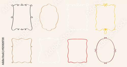 Set of trendy frame collection with swirls and wavy lines