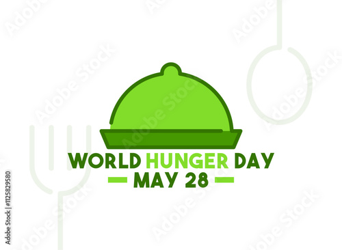 World Hunger Day. May 28. Food cover icon. White background. Poster, banner, card, background.