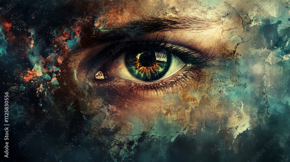Abstract painting of a human eye, digital art, surrealism, psychedelic, painting, fantasy Abstract painting of a human eye, digital art, surrealism, psychedelic, painting, fantasy