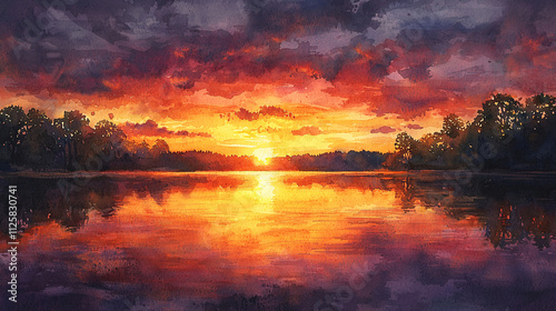 sunset over the lake