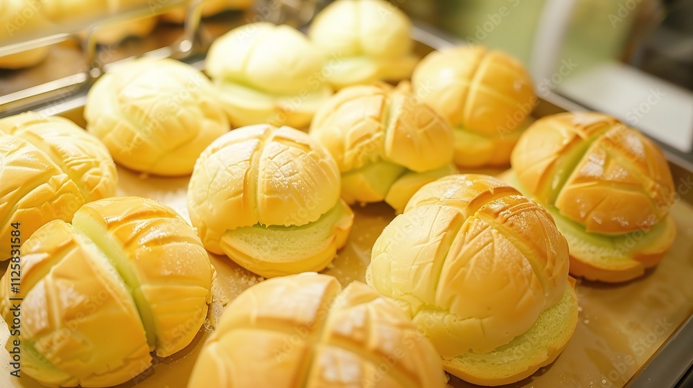 Melon Pan, Soft and Fluffy Japanese Bread with a Crunchy Outer Layer and Sweet Appeal for a Tasty Treat Melon Pan, Soft and Fluffy Japanese Bread with a Crunchy Outer Layer and Sweet Appeal for a Tasty Treat