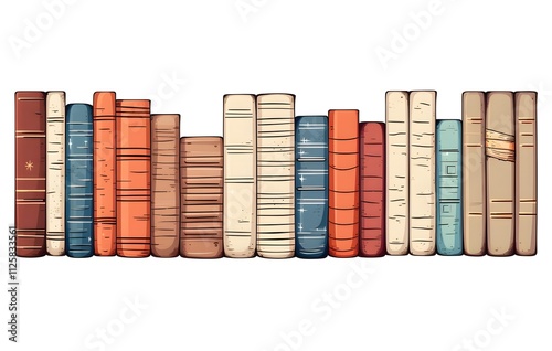 A stack of books arranged in a pile on a white background symbolizing education, literature, and learning photo