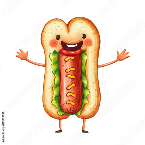 A Happy Hot Dog Character Illustration photo