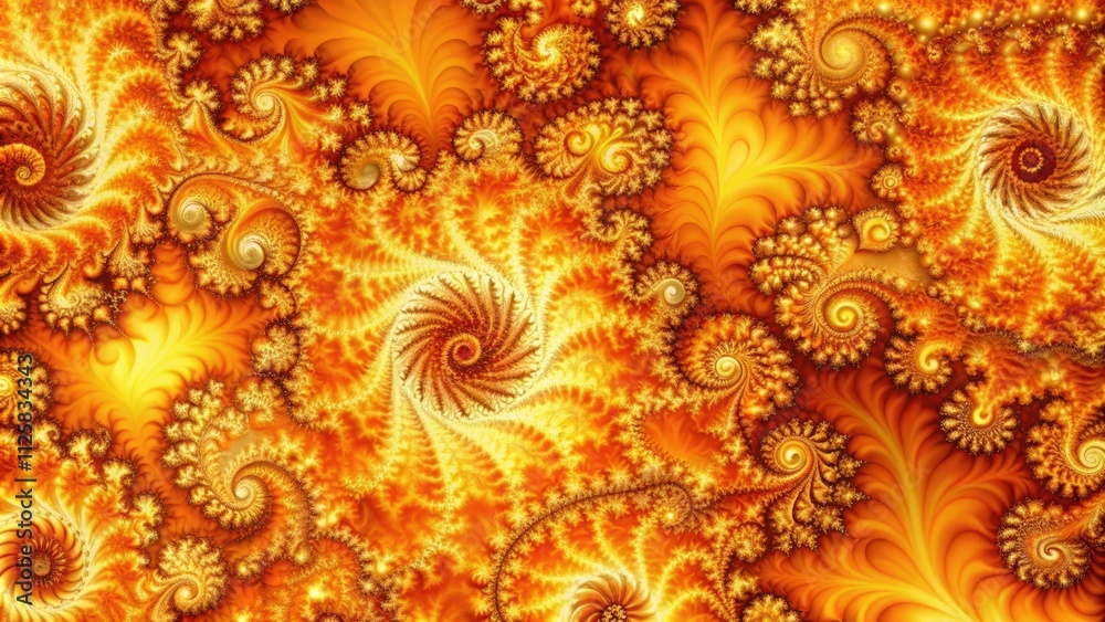 Abstract fractal patterns in shades of orange and yellow resembling a floral wallpaper, fractal, abstract, pattern, orange Abstract fractal patterns in shades of orange and yellow resembling a floral wallpaper, fractal, abstract, pattern, orange