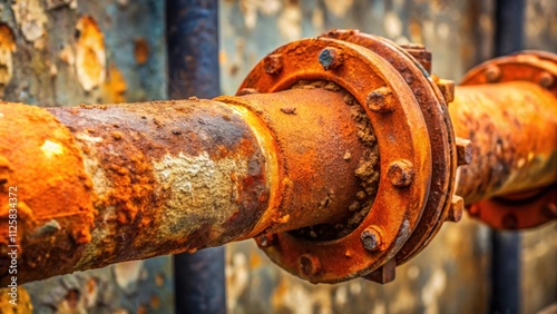 Rusty, weathered pipe with visible corrosion and orange coloring , industrial, metal, vintage, aged, deteriorating, plumbing