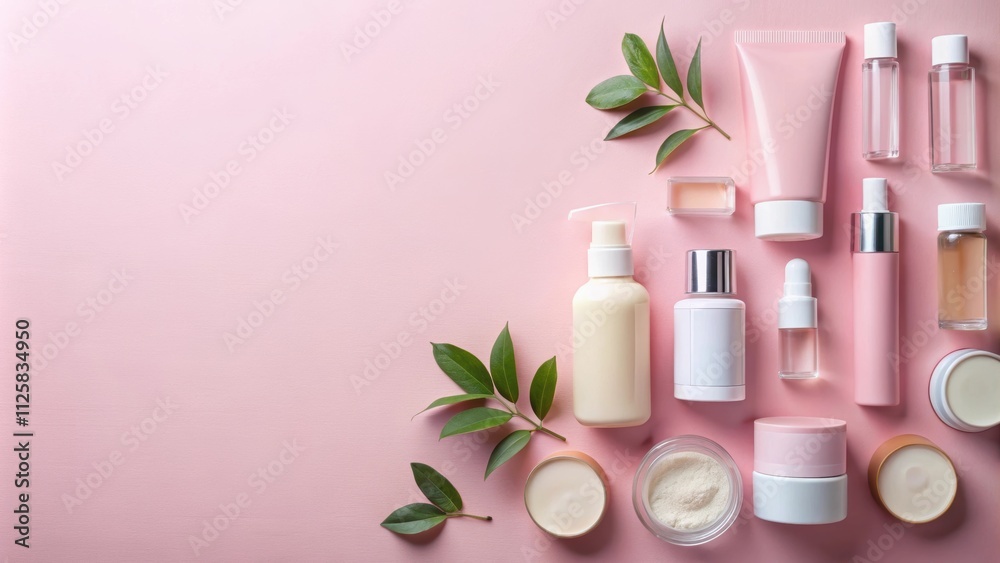 Cosmetic products on pastel pink background for makeup , makeup, cosmetic, pastel pink, beige eyeshadow, blush Cosmetic products on pastel pink background for makeup , makeup, cosmetic, pastel pink, beige eyeshadow, blush