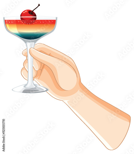 Hand Holding a Colorful Cocktail Glass