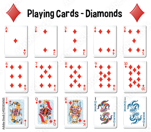 Complete Set of Diamond Playing Cards