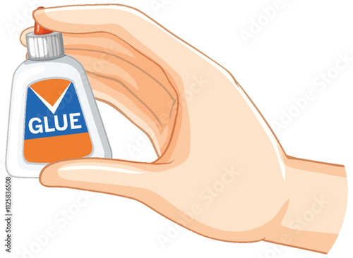 Hand Holding a Glue Bottle