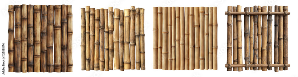 Fototapeta premium Various Bamboo Textures on Transparent Background