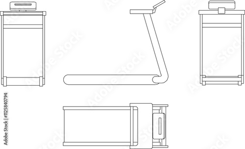 Vector sketch illustration silhouette design image of fitness equipment treadmill for exercise in gym center