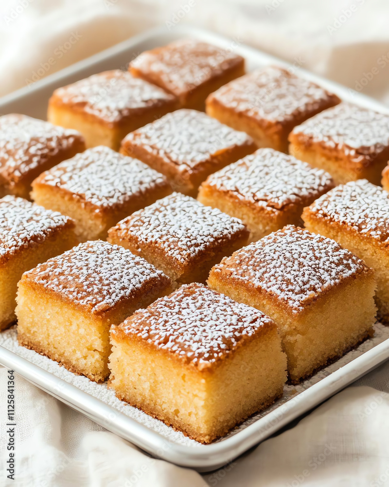 Deliciously baked square desserts with powdered sugar sprinkled on top, perfect for any sweet occasion. Deliciously baked square desserts with powdered sugar sprinkled on top, perfect for any sweet occasion.