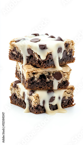 Delicious triple chocolate brownie layered with creamy frosting, perfect for dessert lovers. photo