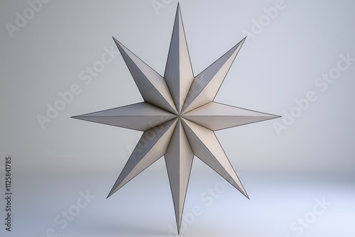 A geometric star shape with multiple pointed edges, showcasing a 3D design.