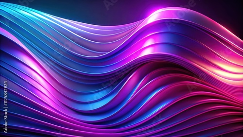 Abstract neon background with fantastic curvy shape, layers and folds modern ultraviolet wallpaper , neon, abstract, background