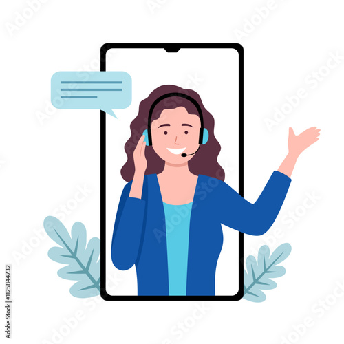 Call center, online customer support via mobile phone. Contact us customer service. Personal assistant service.
