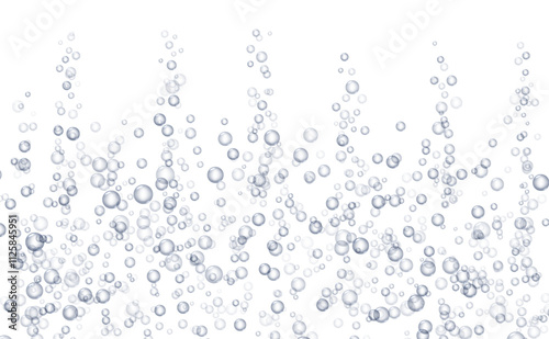 Obraz na płótnie Underwater fizzing bubbles, soda or champagne carbonated drink, sparkling water. Effervescent drink. Aquarium, sea, ocean bubbles vector illustration. w salonie
