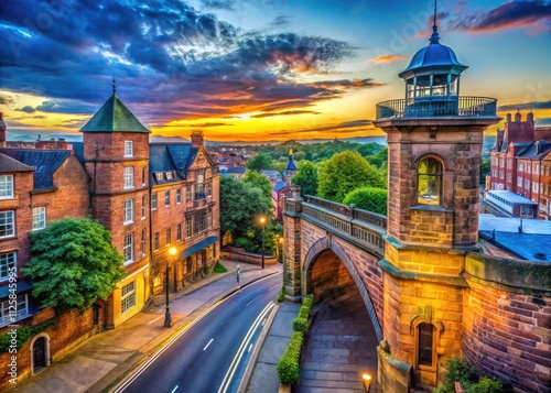 Chester's majestic walls: Newgate Bridge and Pepper Street Tower command a breathtaking panoramic vista. photo