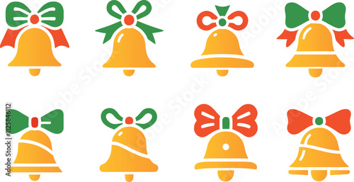 Set Of Christmas Bells Icon Vector Illustration For Xmas Holiday Decoration