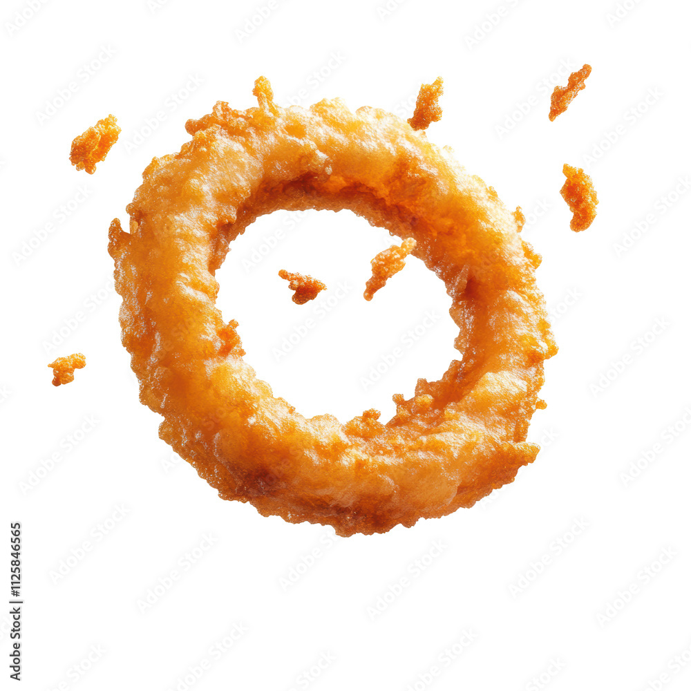 Crispy fried onion ring with golden brown texture Crispy fried onion ring with golden brown texture