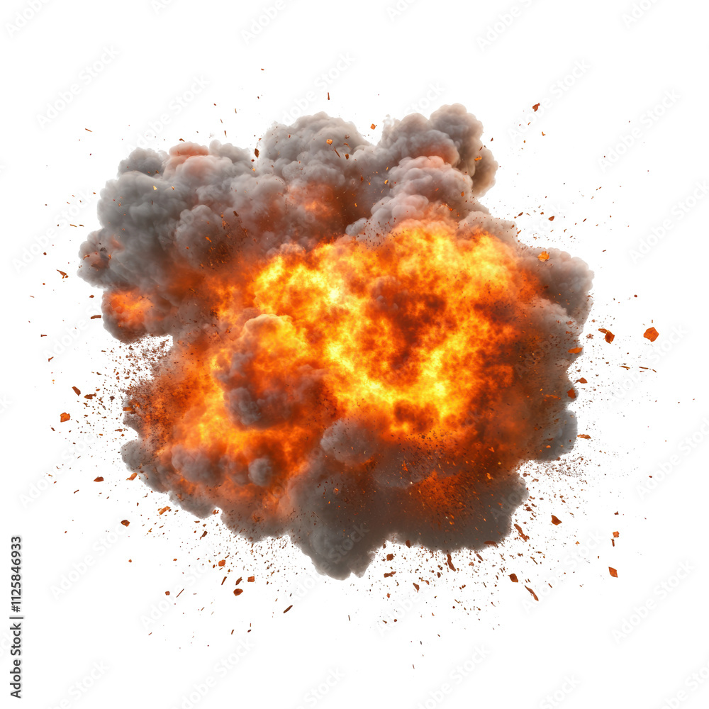 Dramatic explosion with swirling smoke and fire effects Dramatic explosion with swirling smoke and fire effects