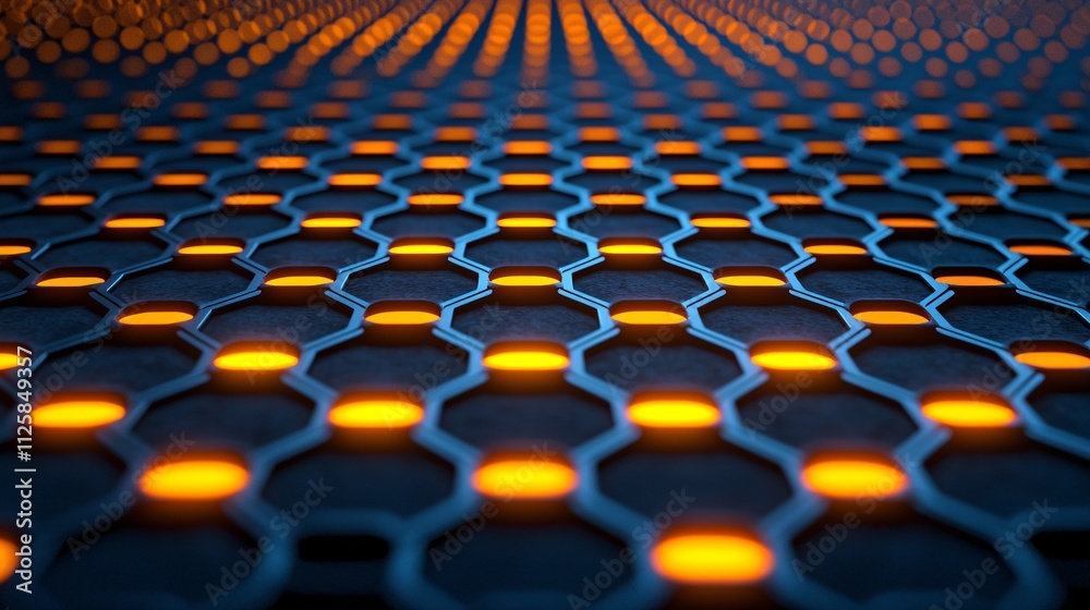 Fototapeta premium A glowing representation of advanced materials developed using molecular precision Stock Photo with side copy space