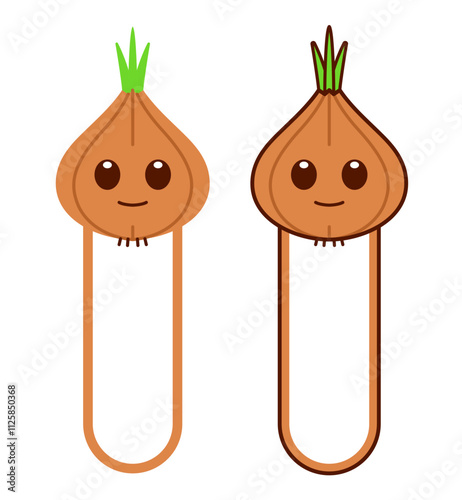 Vector Onion Bookmark Flat Design Illustration