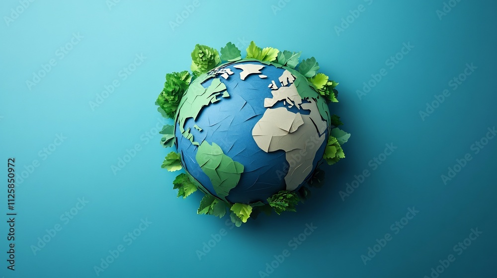Papercraft Globe Representing Earth's Sustainable Environment Papercraft Globe Representing Earth's Sustainable Environment