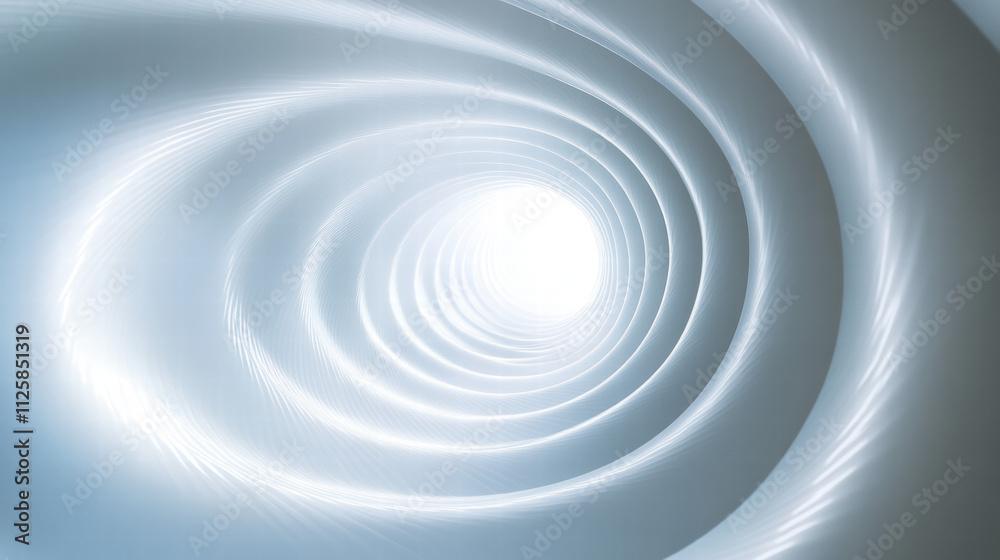 White background, white spiral tunnel effect, 3D rendering, minimalist style, symmetrical composition White background, white spiral tunnel effect, 3D rendering, minimalist style, symmetrical composition