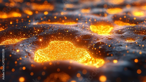 A glowing representation of neural networks used in AI innovation for healthcare Stock Photo with side copy space