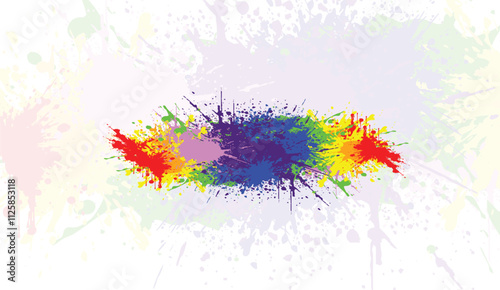 vibrant explosion of rainbow-colored paint splashes on a light background, showcasing an abstract and artistic expression of creativity and energy. Perfect for art and design projects photo