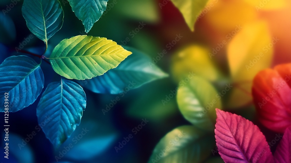 Fototapeta premium Vibrant Leaves and Foliage in a Lush,Eco-Friendly Environmental Setting