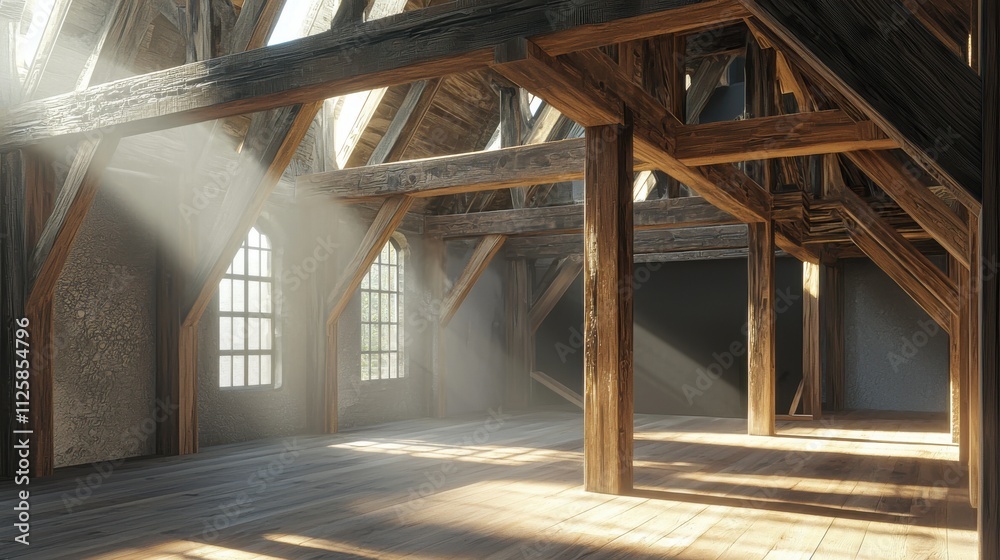 Atmospheric Renovation of Interior Space with Wooden Beams Atmospheric Renovation of Interior Space with Wooden Beams
