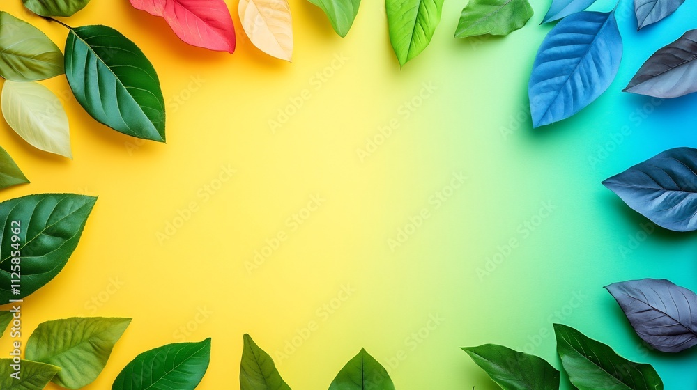 Fototapeta premium Lush Greenery Frame with Vibrant Leaves for Environmental Concept